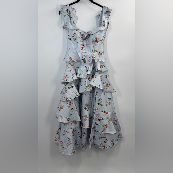 BHLDN Sydney Corset Fit-and-Flare Taffeta Midi Dress - Picture 6 of 7